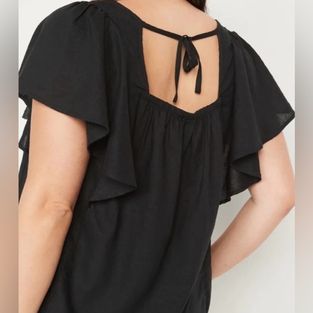 Old Navy Tie-Back Flutter Sleeve Flowing Blouse 3X